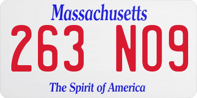 MA license plate 263NO9