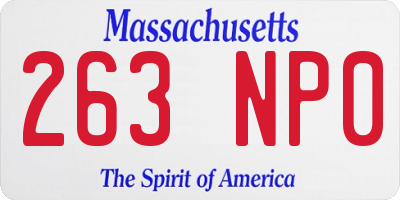 MA license plate 263NP0