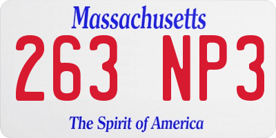MA license plate 263NP3