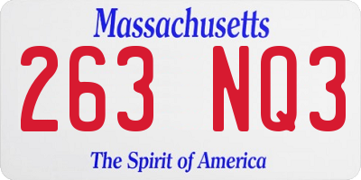 MA license plate 263NQ3