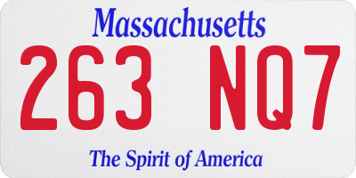 MA license plate 263NQ7