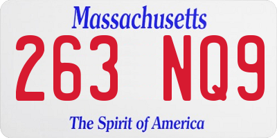 MA license plate 263NQ9