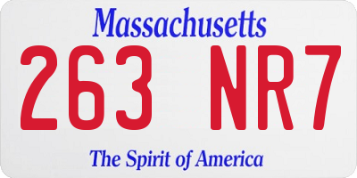 MA license plate 263NR7