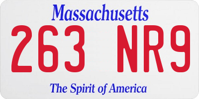 MA license plate 263NR9