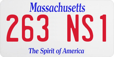 MA license plate 263NS1