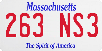 MA license plate 263NS3