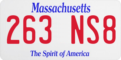 MA license plate 263NS8