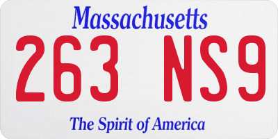 MA license plate 263NS9