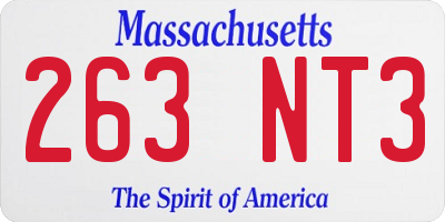 MA license plate 263NT3
