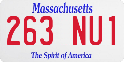 MA license plate 263NU1