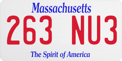 MA license plate 263NU3