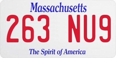 MA license plate 263NU9