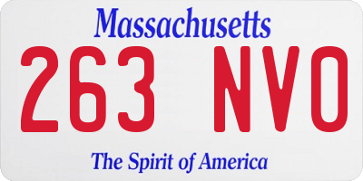 MA license plate 263NV0
