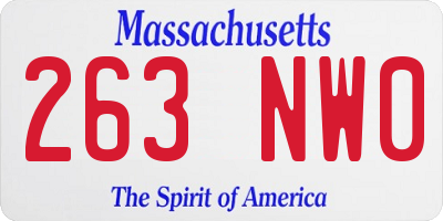 MA license plate 263NW0