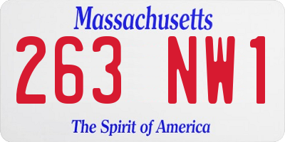 MA license plate 263NW1