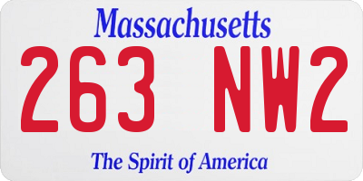 MA license plate 263NW2