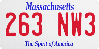 MA license plate 263NW3