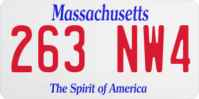 MA license plate 263NW4