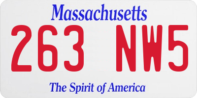 MA license plate 263NW5