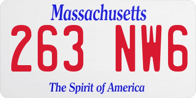 MA license plate 263NW6