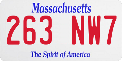 MA license plate 263NW7