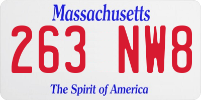 MA license plate 263NW8