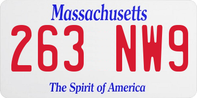 MA license plate 263NW9