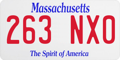 MA license plate 263NX0
