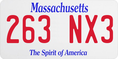 MA license plate 263NX3