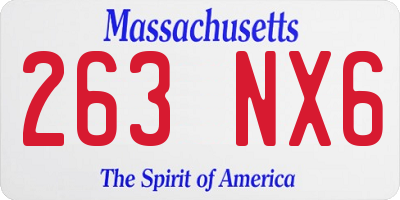 MA license plate 263NX6