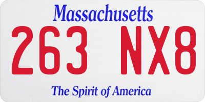 MA license plate 263NX8