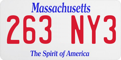MA license plate 263NY3