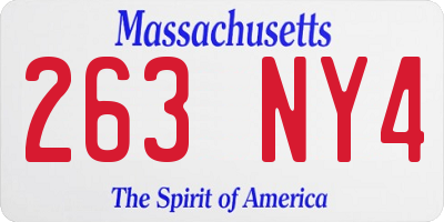 MA license plate 263NY4