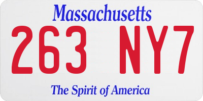 MA license plate 263NY7