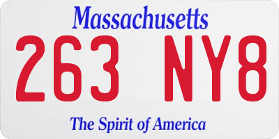 MA license plate 263NY8