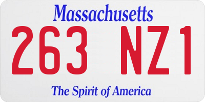 MA license plate 263NZ1