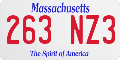 MA license plate 263NZ3