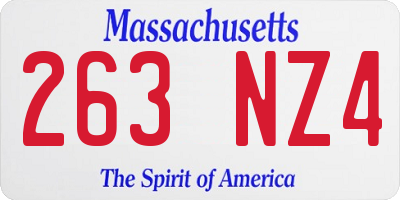 MA license plate 263NZ4