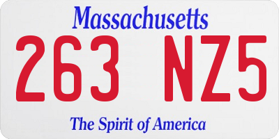 MA license plate 263NZ5
