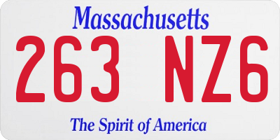 MA license plate 263NZ6