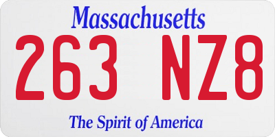 MA license plate 263NZ8