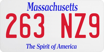 MA license plate 263NZ9