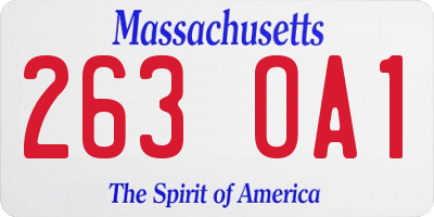 MA license plate 263OA1