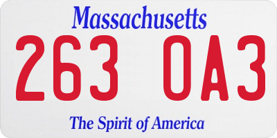 MA license plate 263OA3