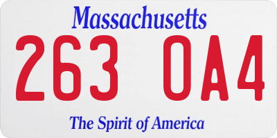 MA license plate 263OA4