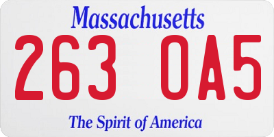 MA license plate 263OA5