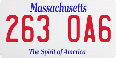 MA license plate 263OA6