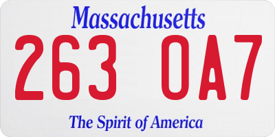 MA license plate 263OA7