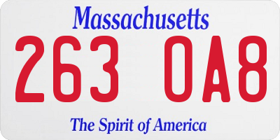 MA license plate 263OA8
