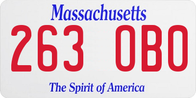 MA license plate 263OB0